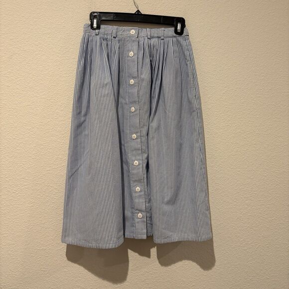 Orvis Dresses & Skirts - Vintage Orvis A-Line Midi Skirt Elastic Waist Buttons Down Vtg Sz 8 (24” X 26”)
